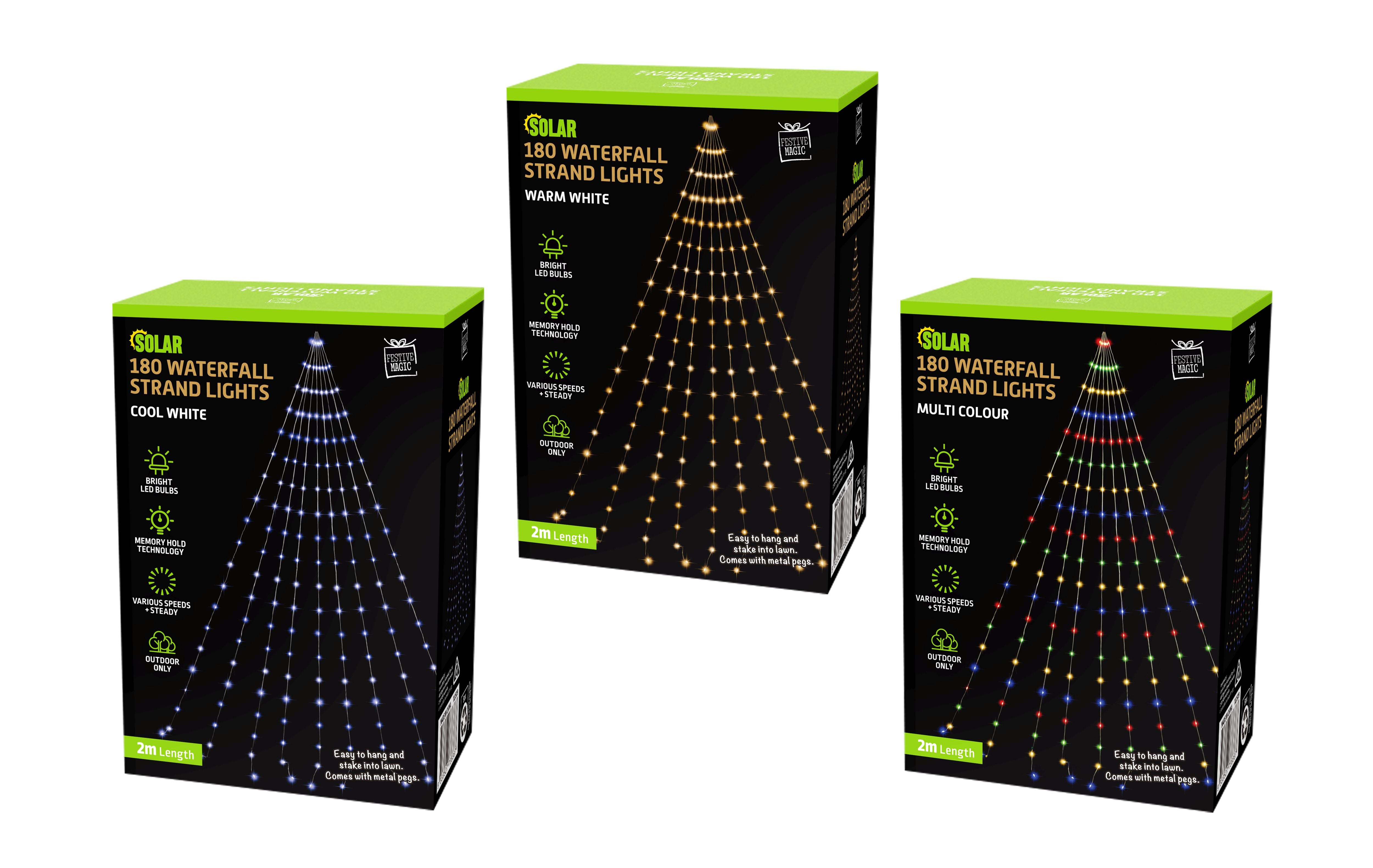 Solar LED Strand Sail Flexi Lights 2m Asst
