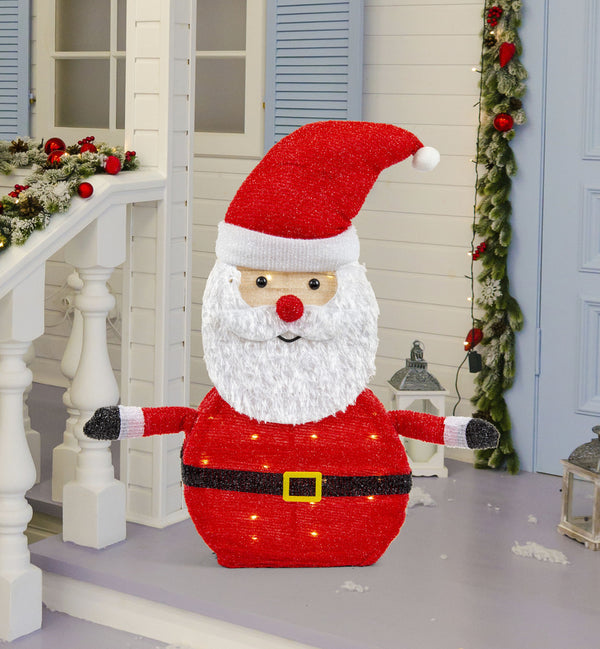 LED Collapsible Tinsel Santa 70cm