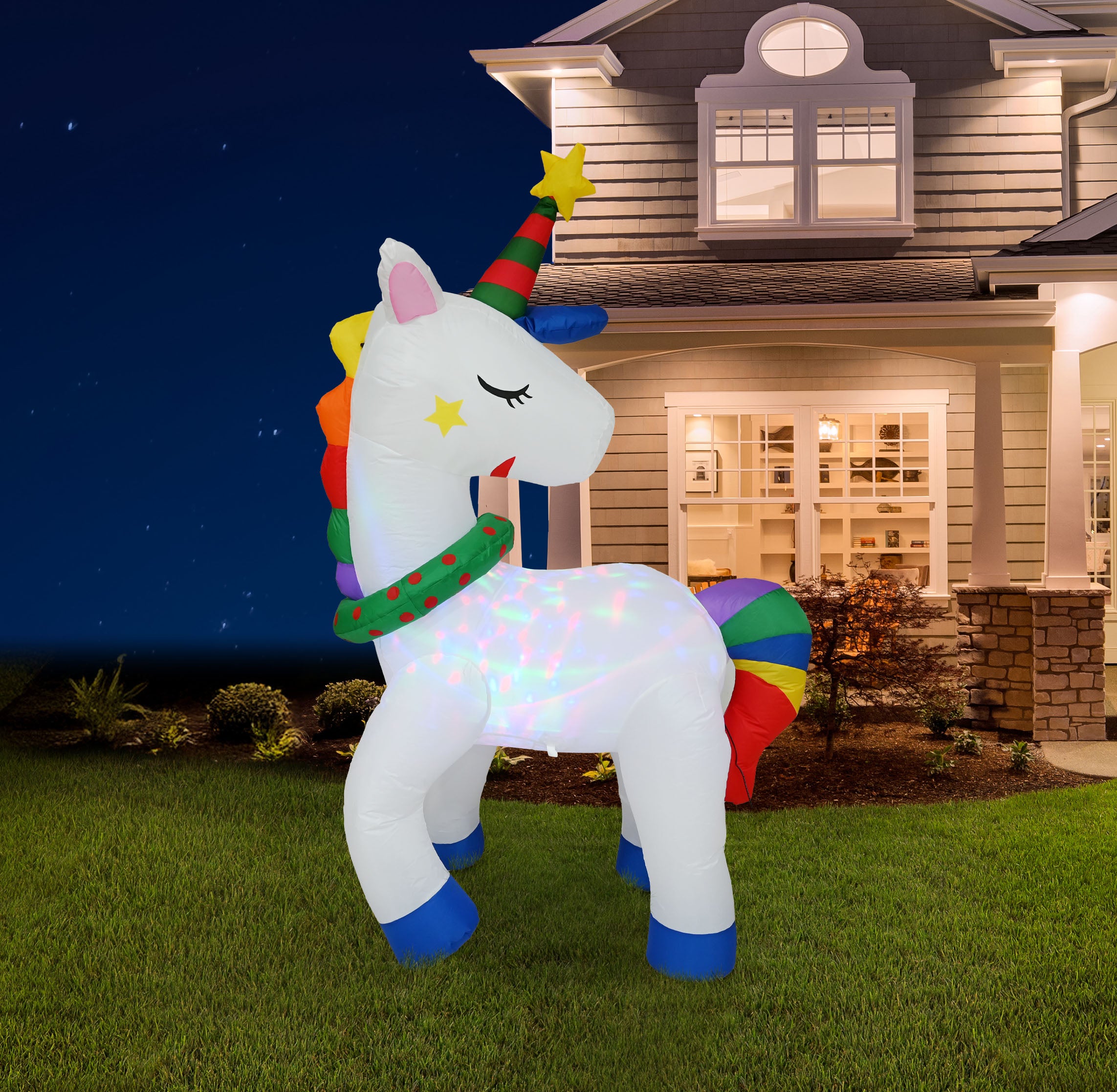 Inflatable Christmas Unicorn RGB Disco LED 180cm