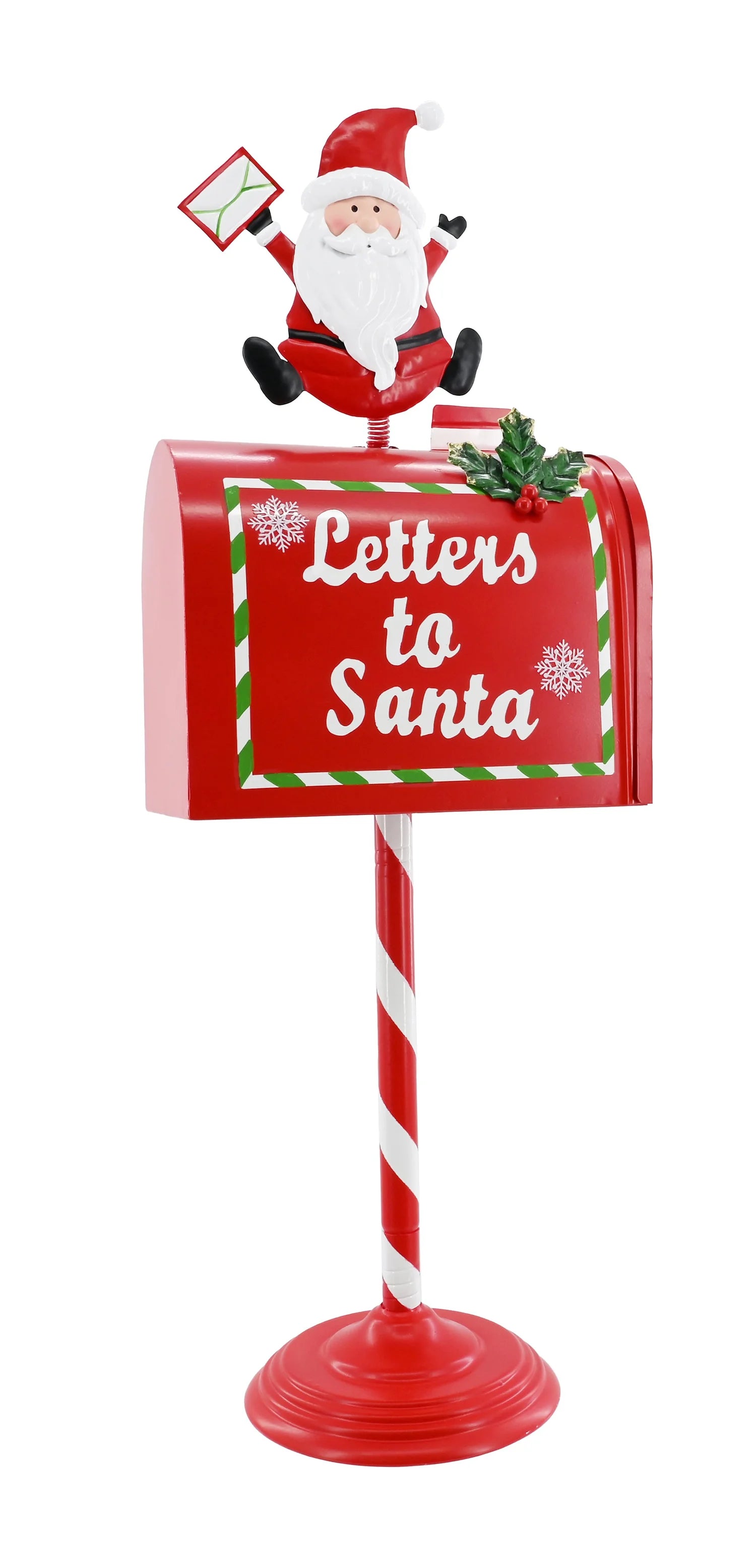 Metal Red Letterbox w/Deco 59cm Asst