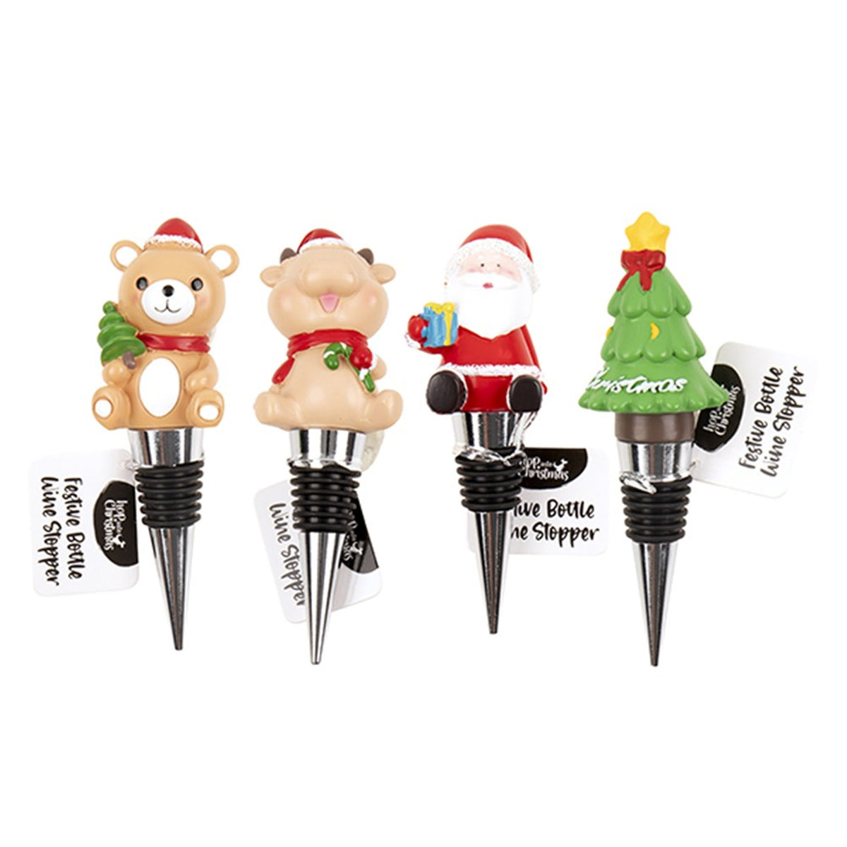Xmas Bottle Wine Stopper Assorted