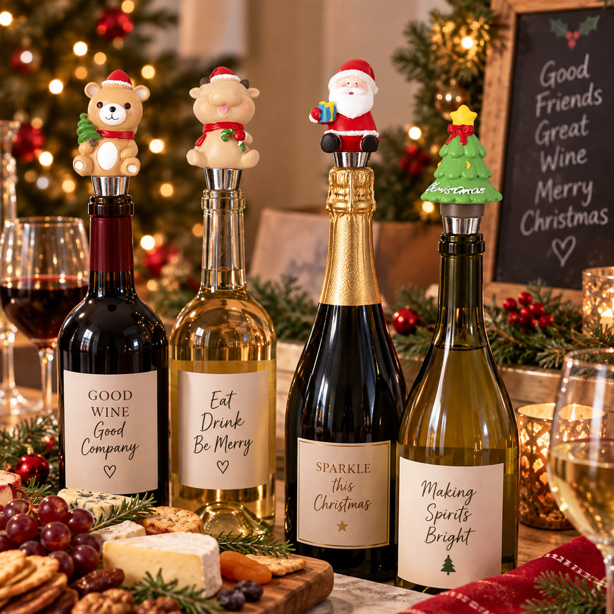 Xmas Bottle Wine Stopper Assorted