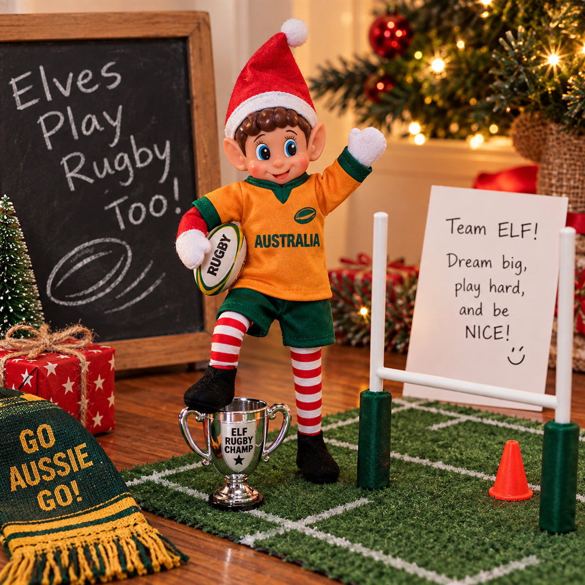 Christmas Elves BB Elf Rugby Player Outfit