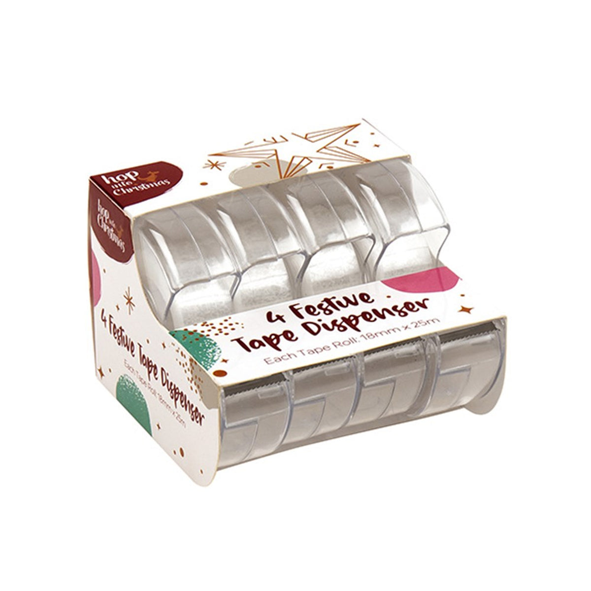 Christmas Tape with Dispenser 4pk