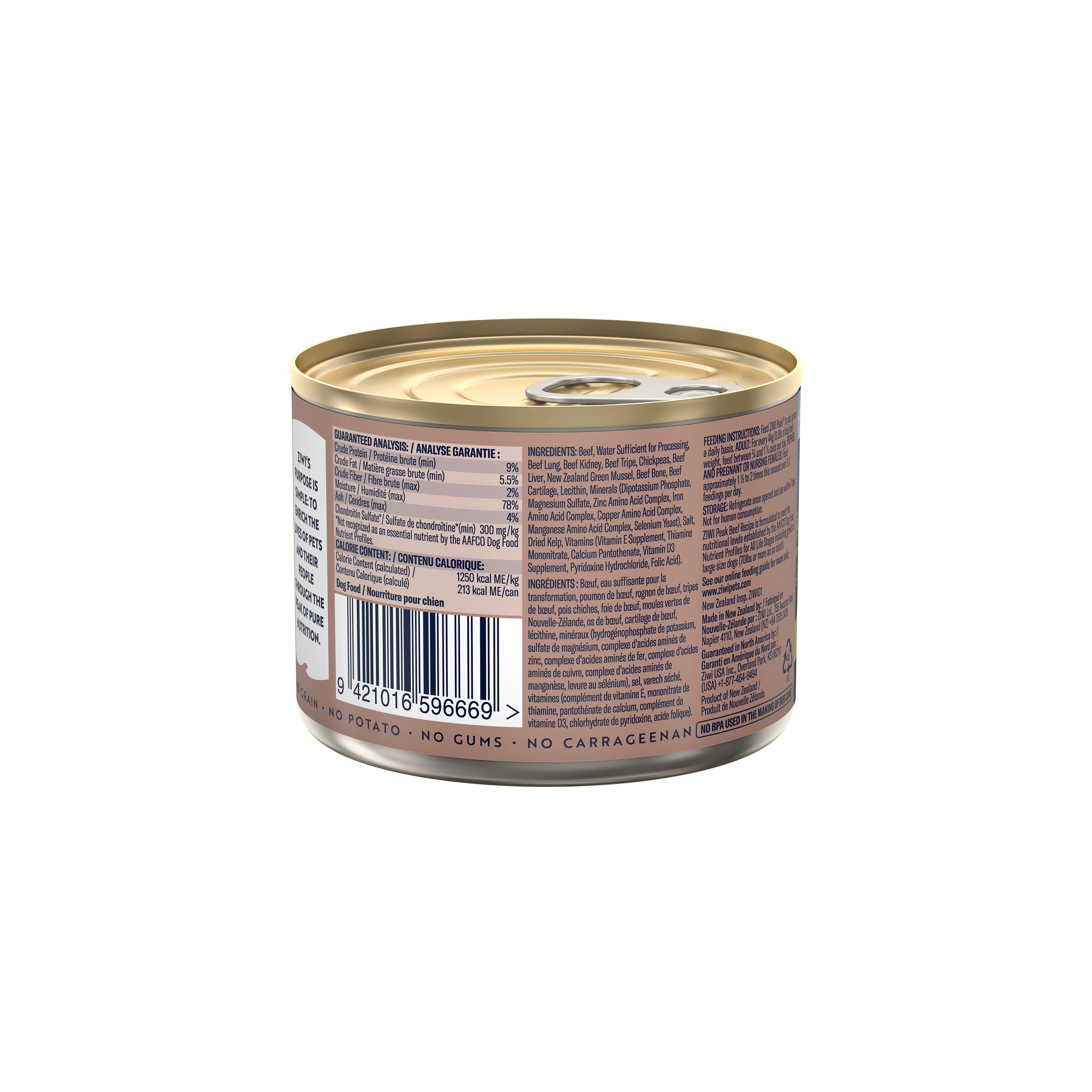Ziwi Peak Adult Wet Dog Food Cans Beef