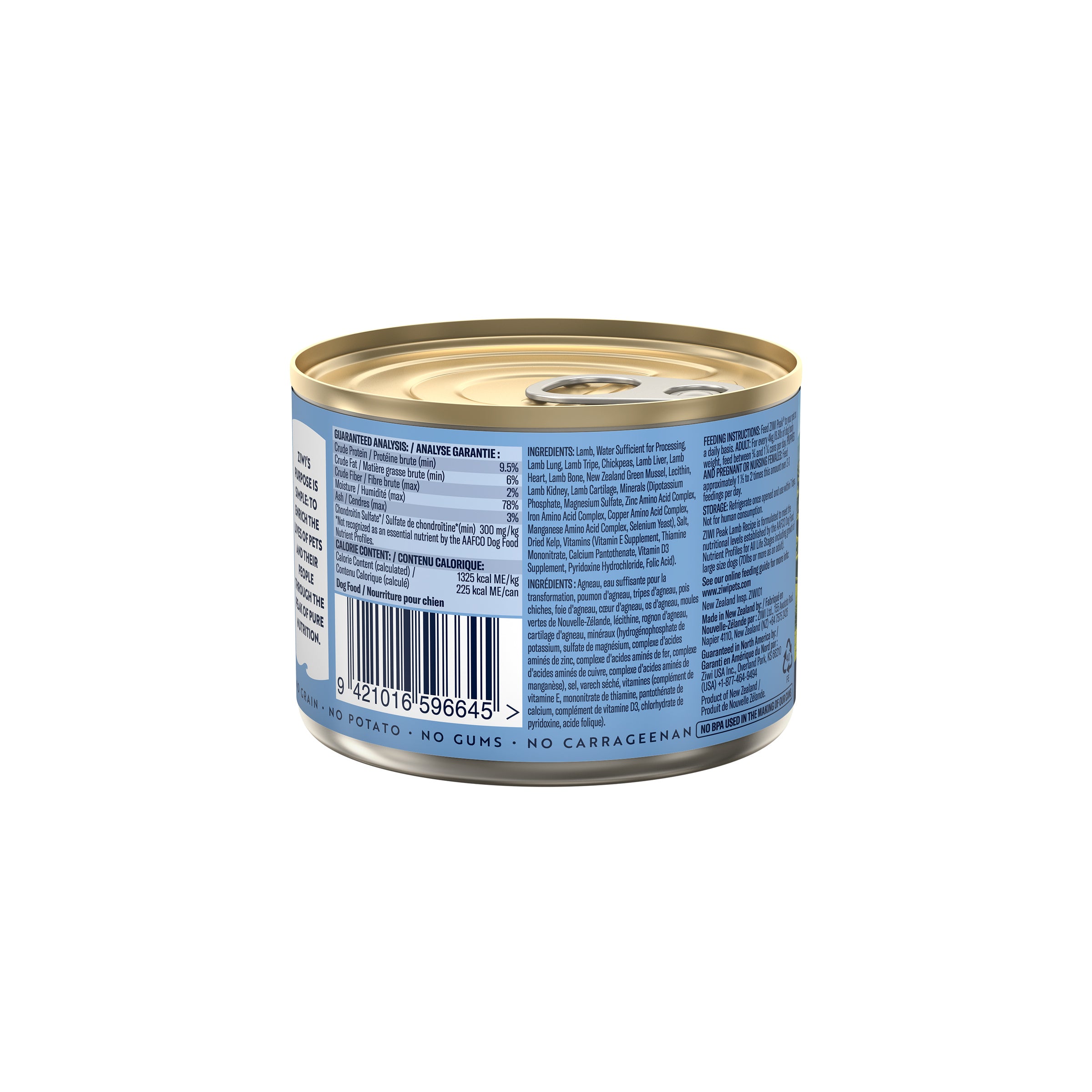 Ziwi Peak Adult Wet Dog Food Cans Lamb