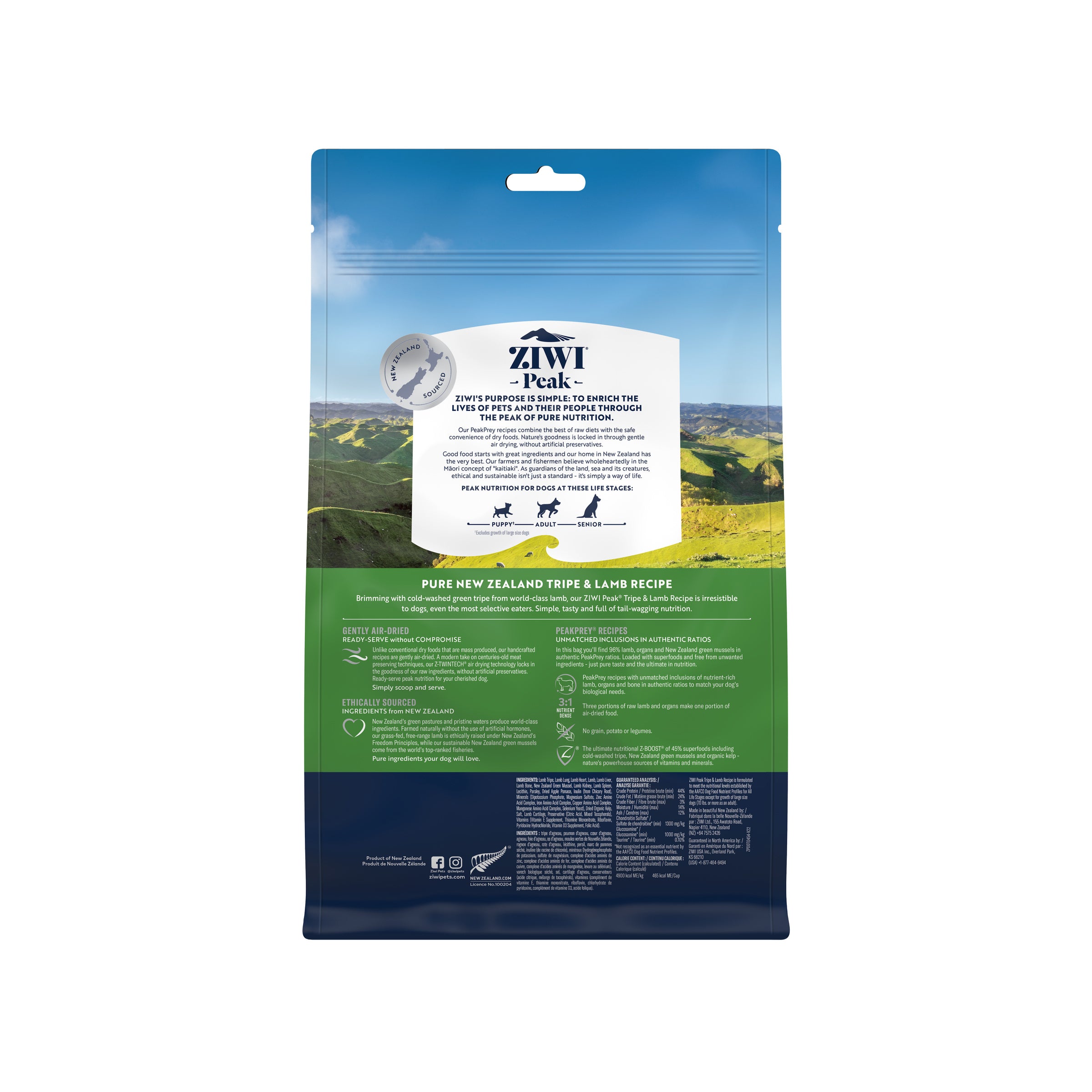 Ziwi Peak Air Dried Dog Food Tripe and Lamb