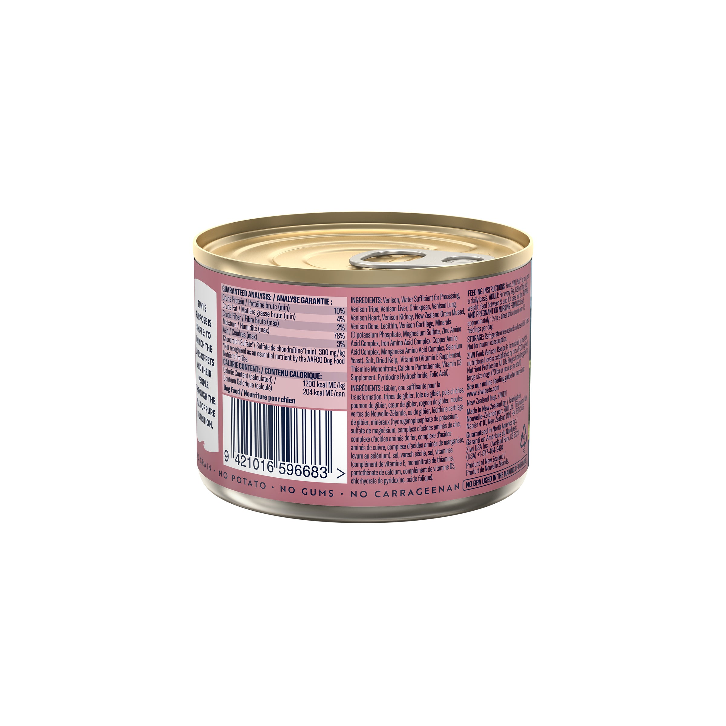 Ziwi Peak Adult Wet Dog Food Cans Venison