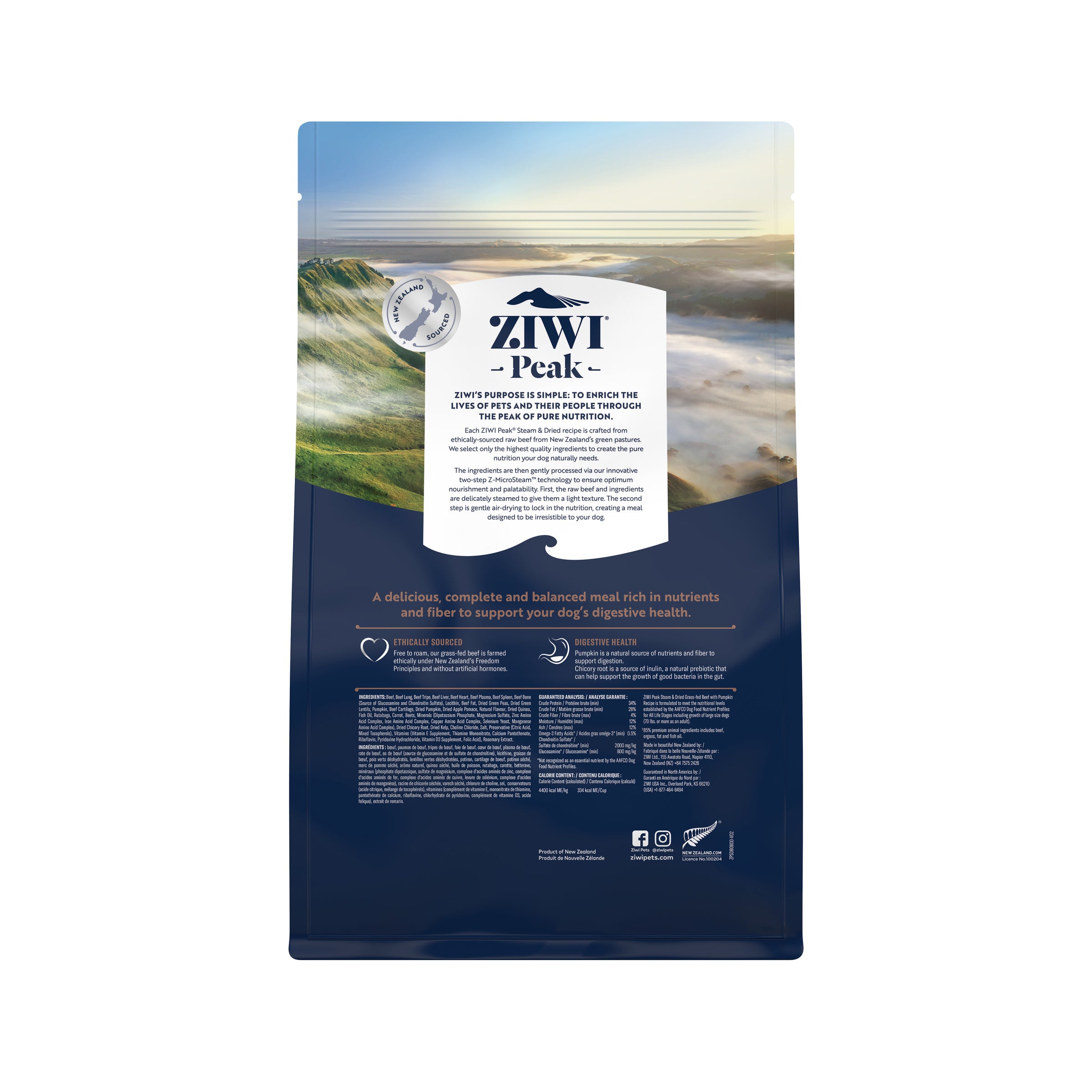 Ziwi Peak Steam Dried Dog Food Beef With Pumpkin