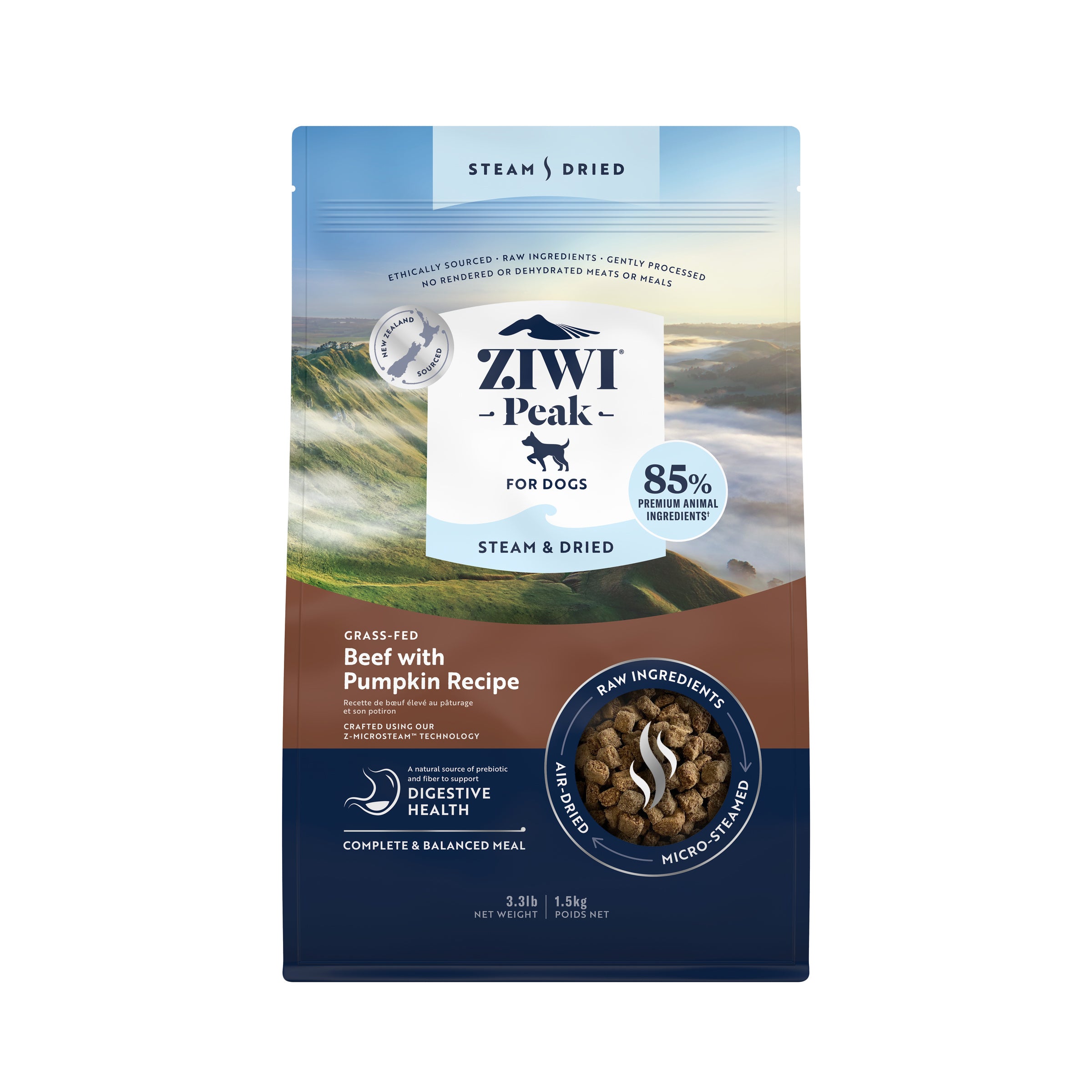 Ziwi Peak Steam Dried Dog Food Beef With Pumpkin