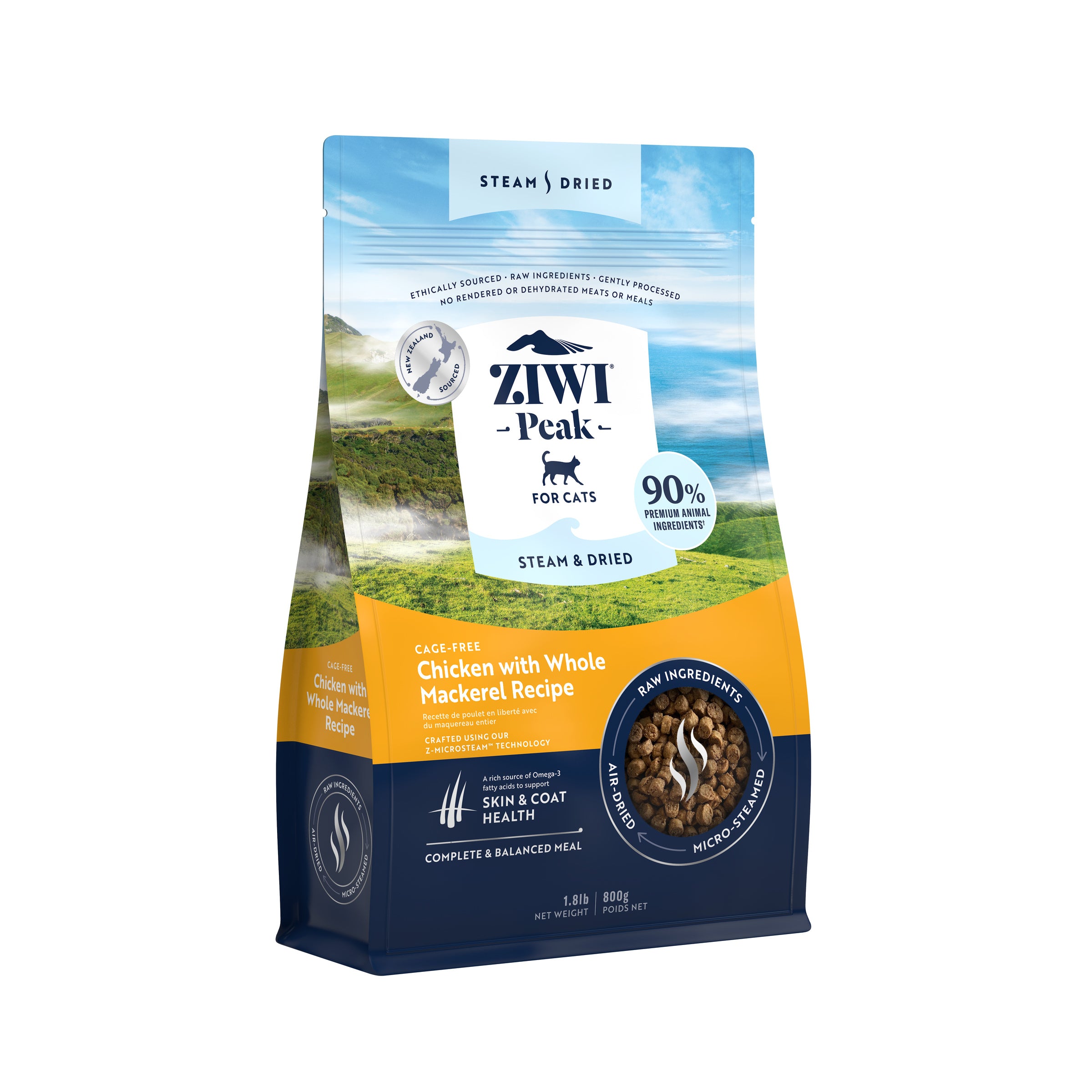Ziwi Peak Steam Dried Cat Food Chicken With Whole Mackerel