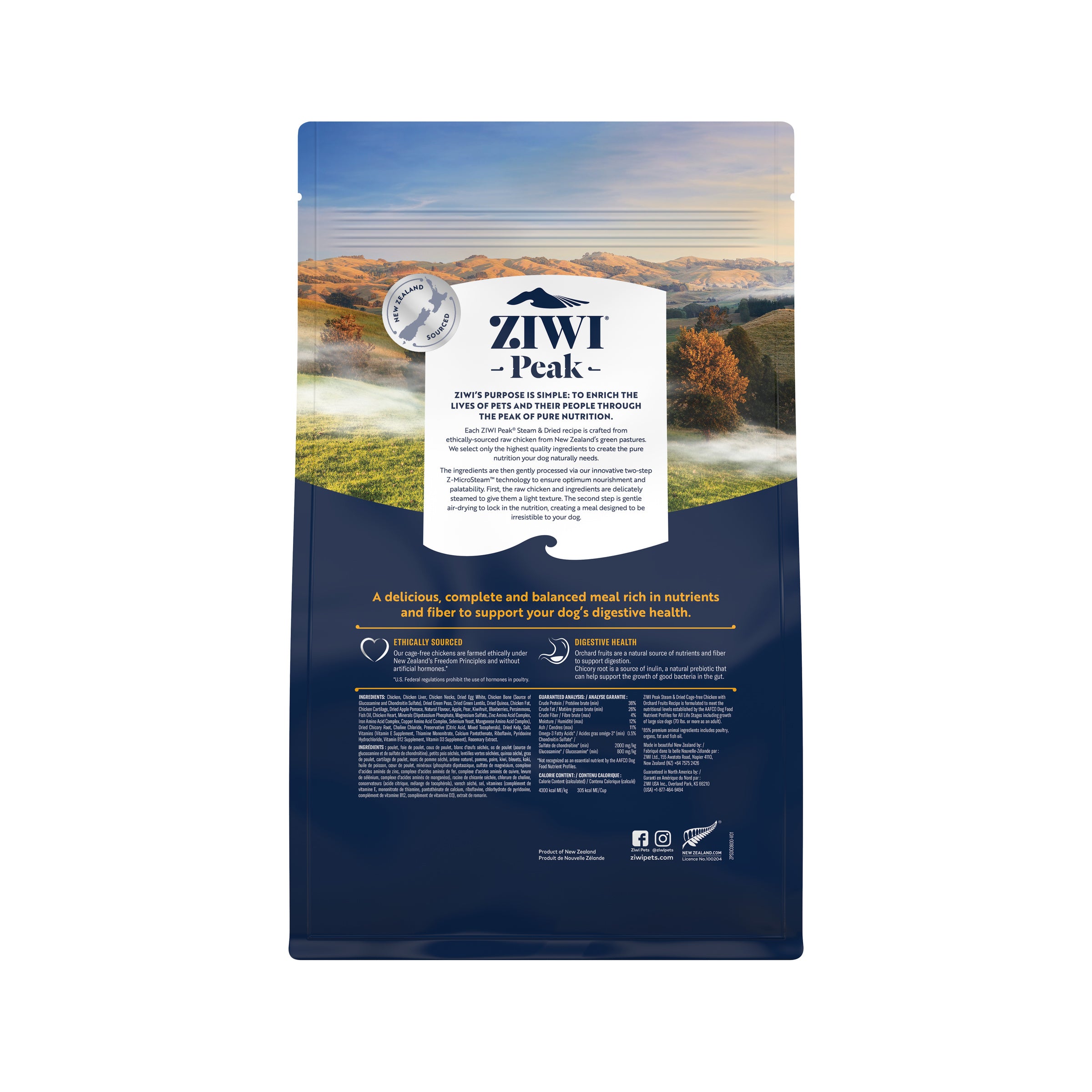 Ziwi Peak Steam Dried Dog Food Chicken With Orchard Fruits