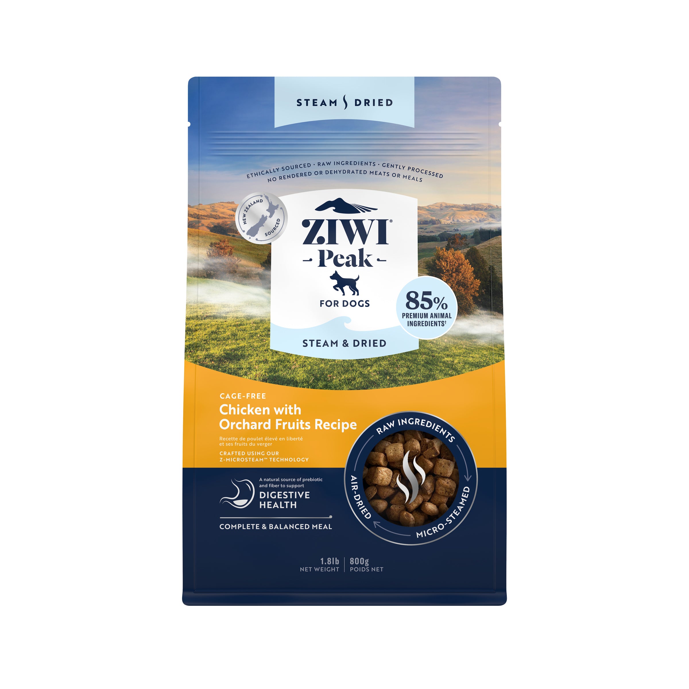 Ziwi Peak Steam Dried Dog Food Chicken With Orchard Fruits