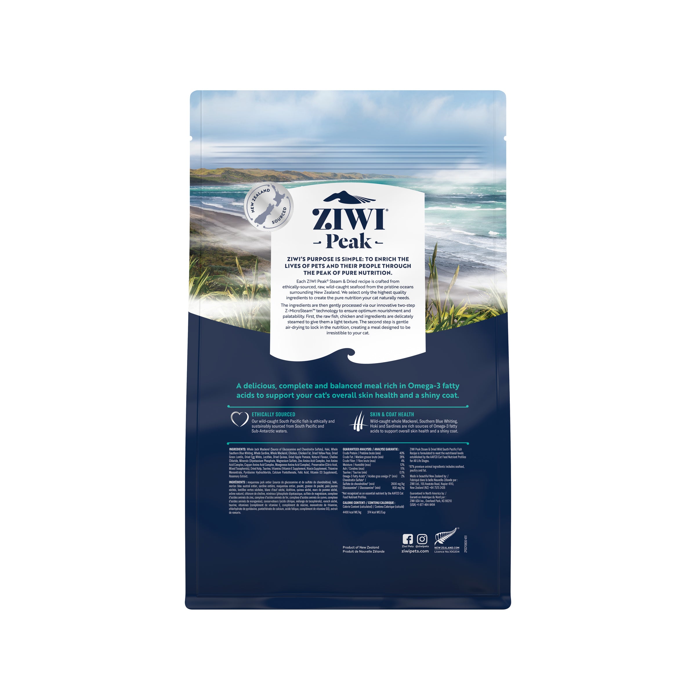 Ziwi Peak Steam Dried Cat Food South Pacific Fish