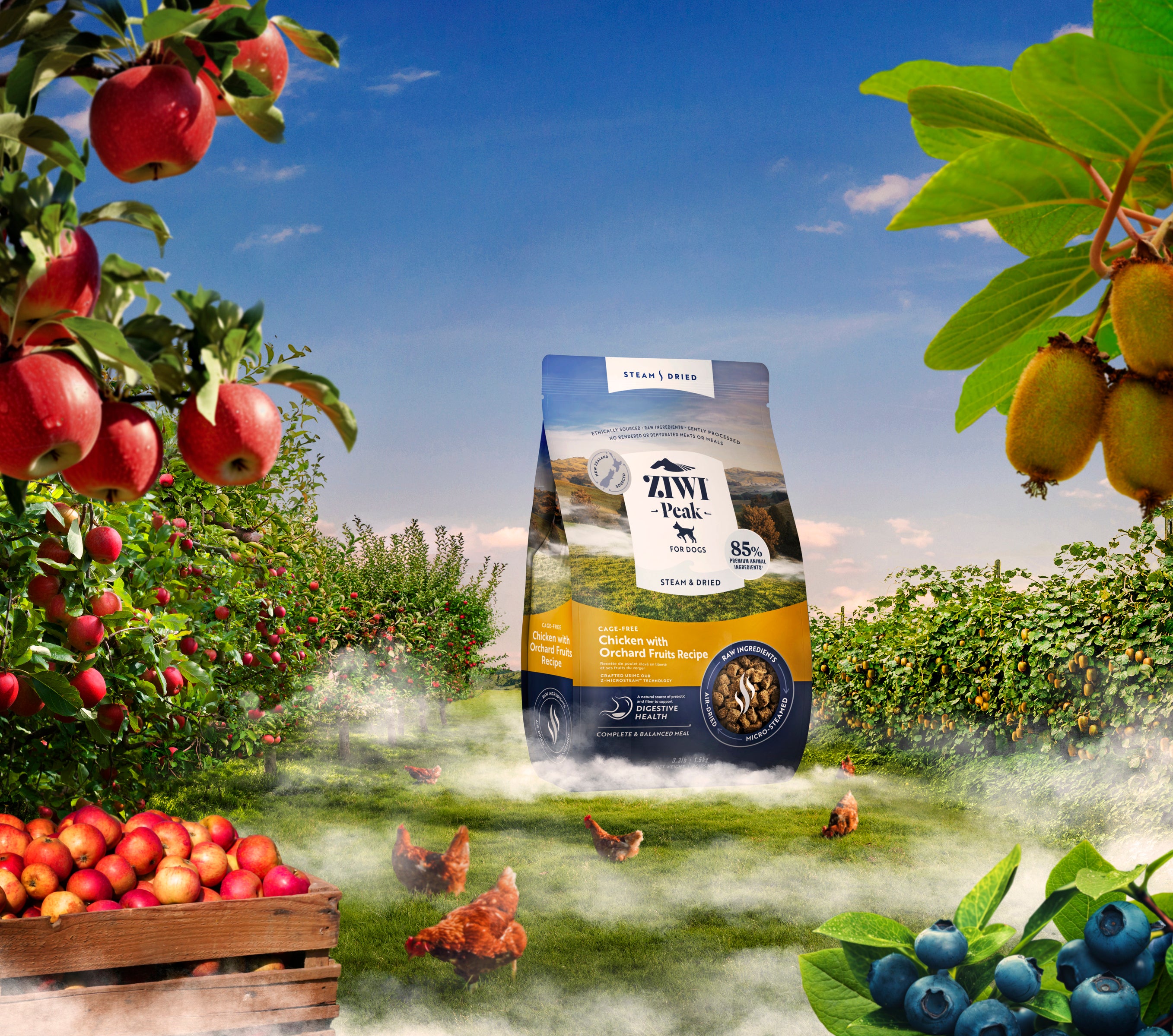 Ziwi Peak Steam Dried Dog Food Chicken With Orchard Fruits