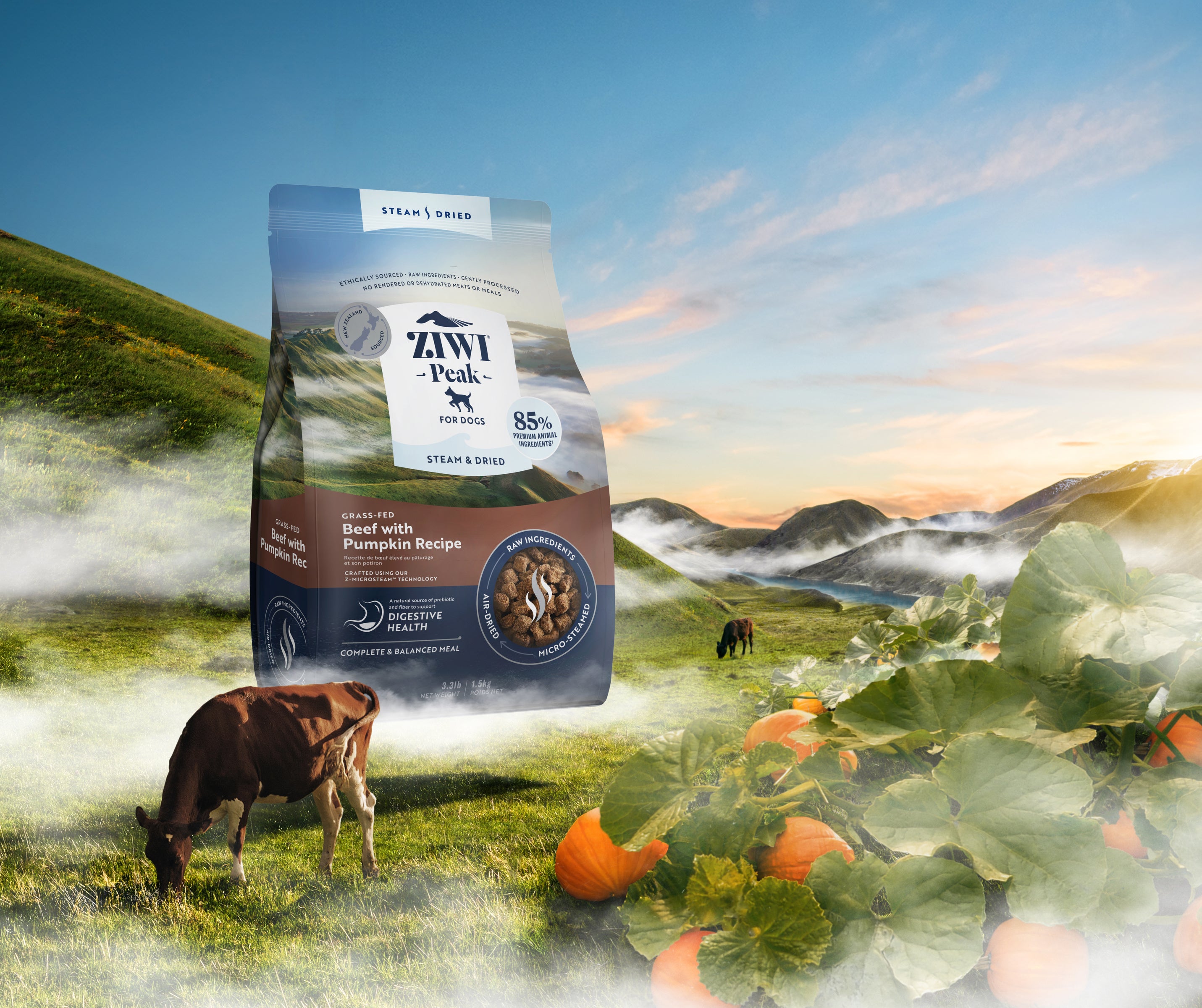 Ziwi Peak Steam Dried Dog Food Beef With Pumpkin