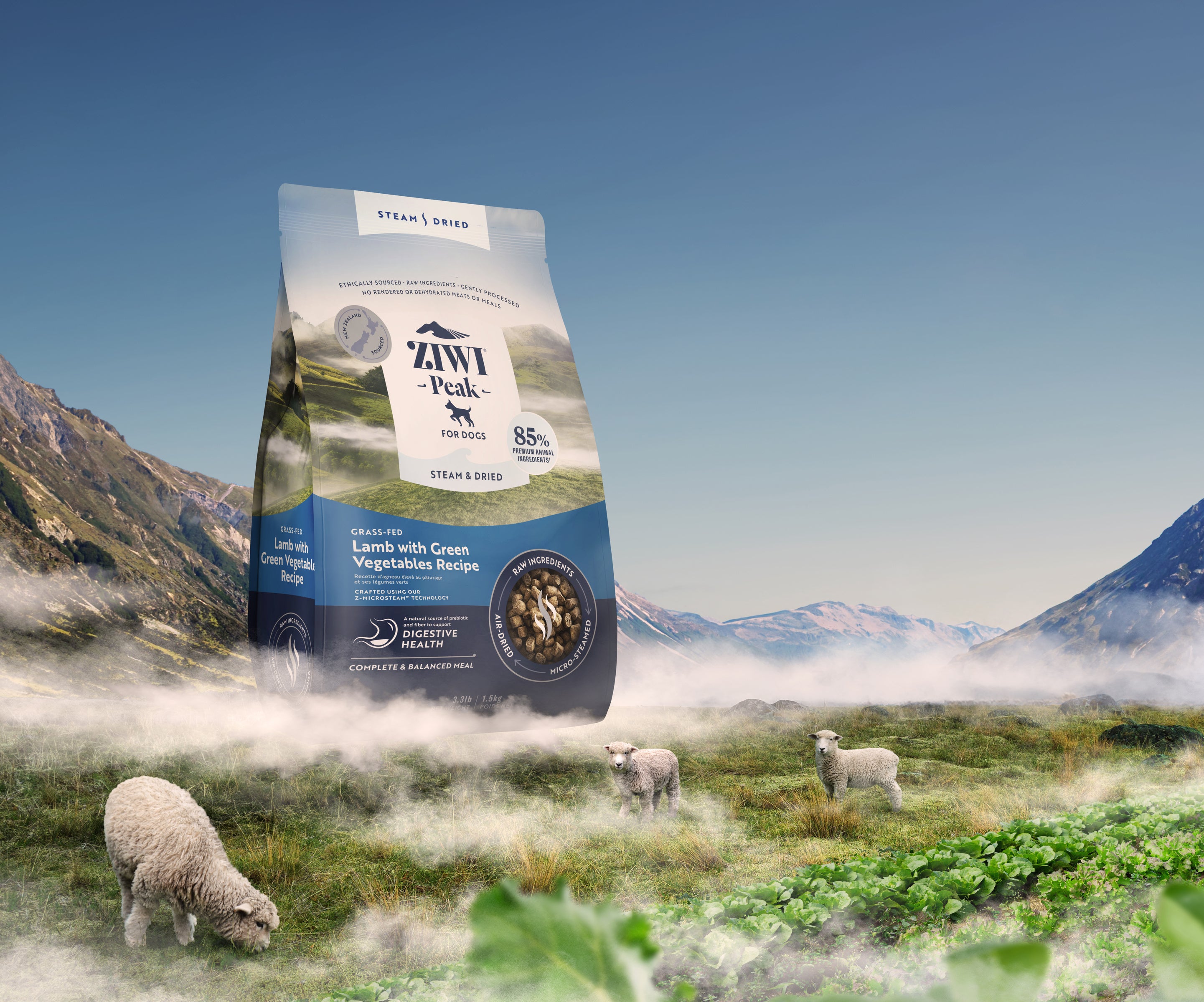 Ziwi Peak Steam Dried Dog Food Lamb With Green Vegetables