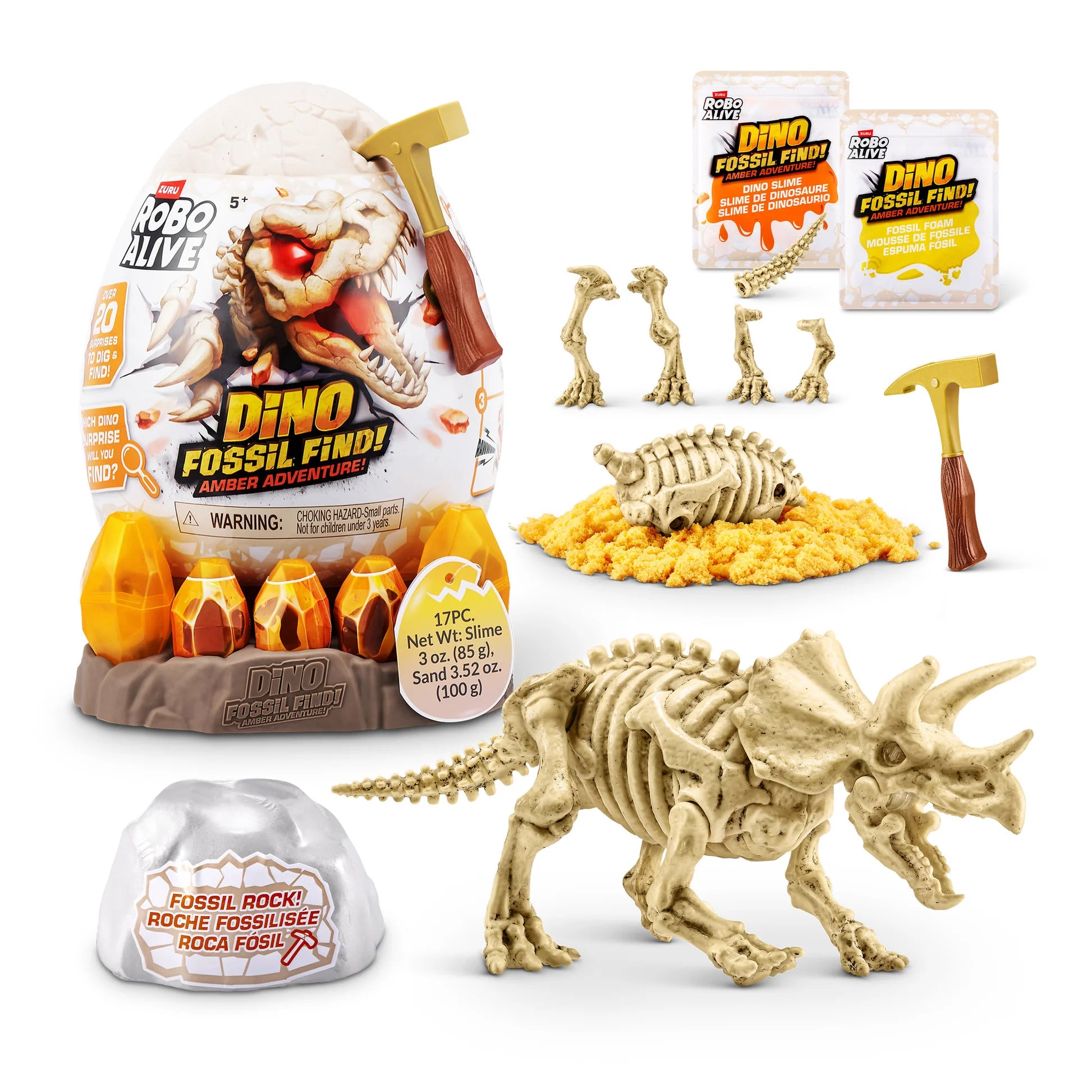 ZURU Robo Alive Light-Up Dino Fossil Amber Adventure