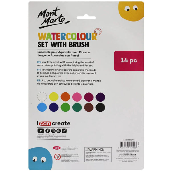 MONT MARTE Watercolour Set with Brush 14pc