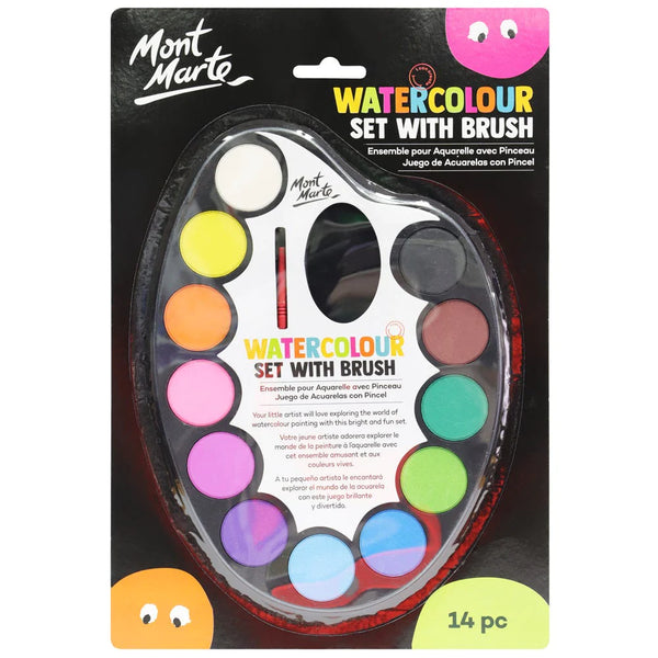 MONT MARTE Watercolour Set with Brush 14pc