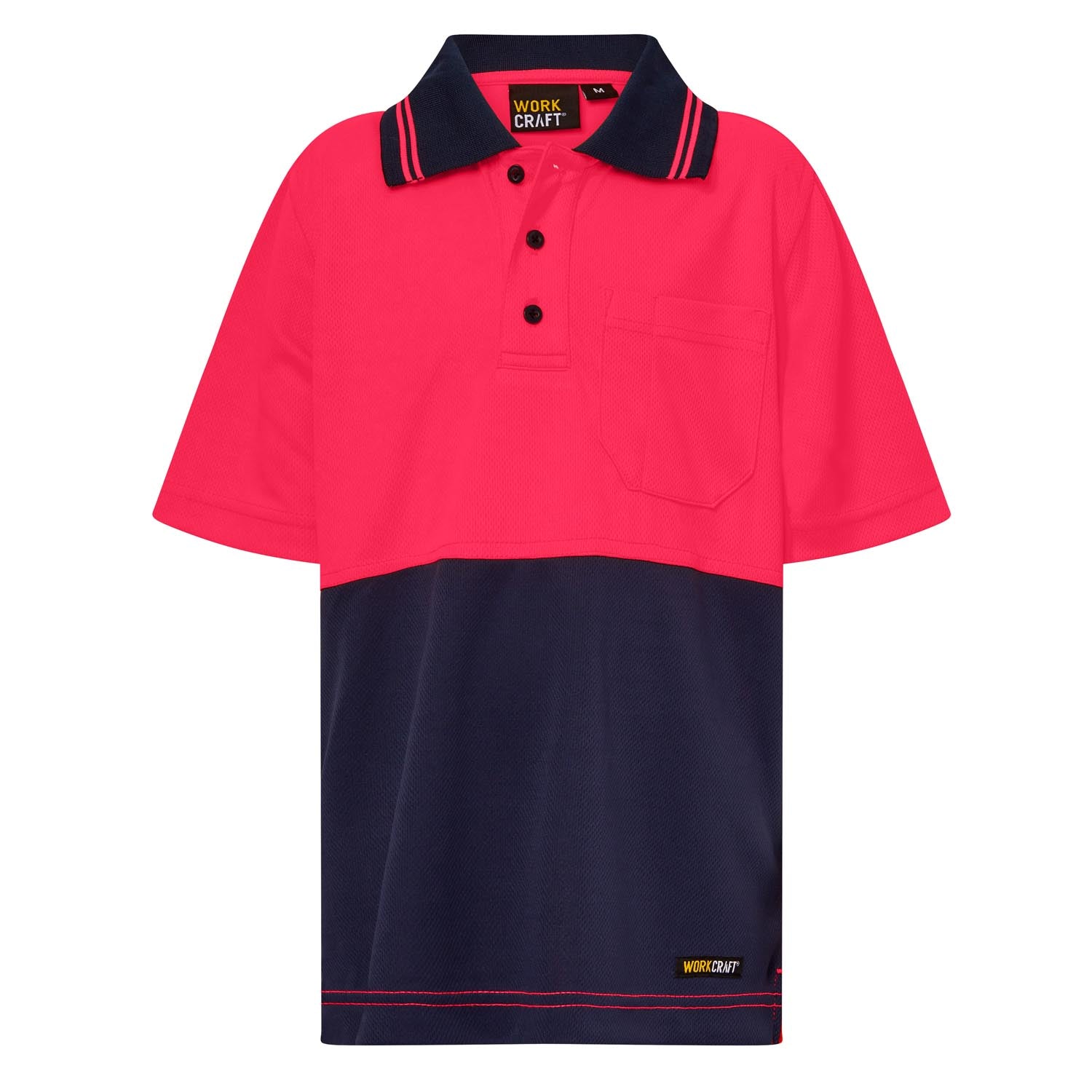 WorkCraft Kids Hi Vis Short Sleeve Micromesh Polo with Pocket