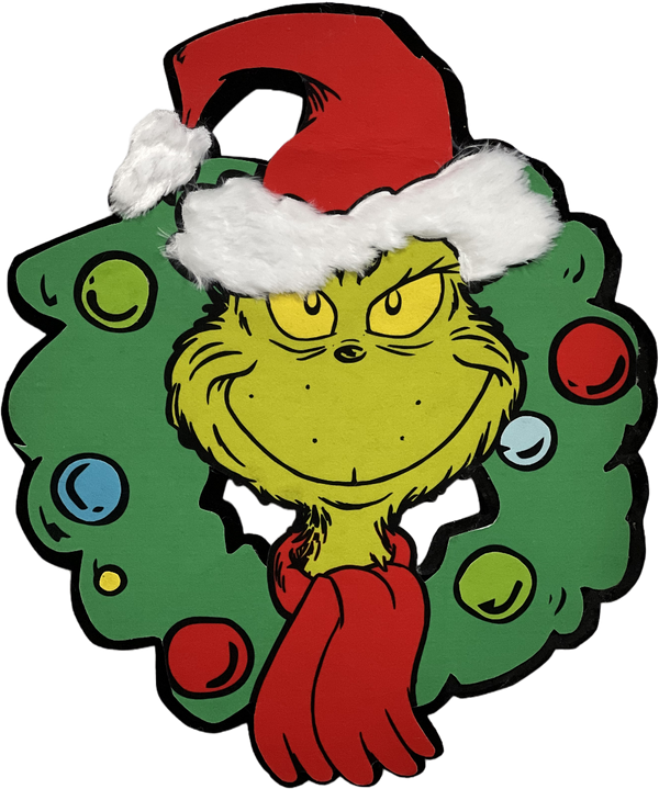 Wall Decor GRINCH Head Wreath