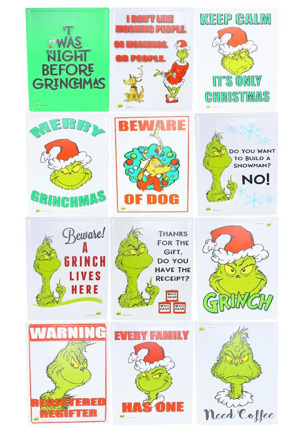 Metal Grinch Signs Assorted