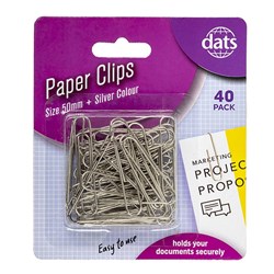 Clip Paper 50mm 40pk Silver