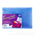 Document Wallet PP w Button Closure A4 4pk Mixed Cols