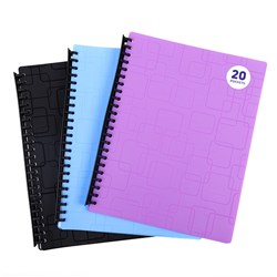 Display Book PP Cover A4 20 Pockets Asstd Cols Emb Pattern