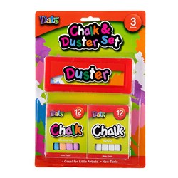 Chalkduster Sticker Chalk Set Incl 12pc White 12pc Coloured 1pc Duster