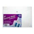 Document Wallet PP w Button Closure A4 4pk Clear