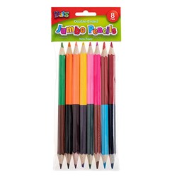 Pencil Coloured Jumbo Double Ended 8pk