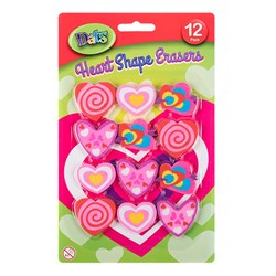 Eraser Heart Shaped 12pk