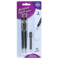 Pencil Mechanical HB 2pk w 12x0.5mm Refills Tri Barrel