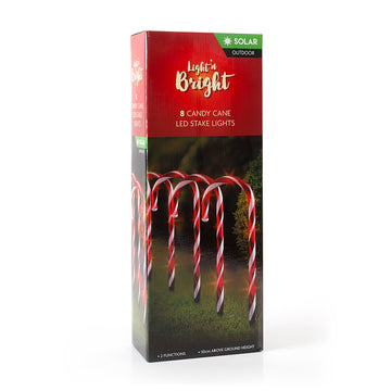 Solar Candy Cane Stake Lights - 8 Pack