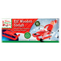 Xmas Elves BB Wooden Sleigh w Twine Pulling String