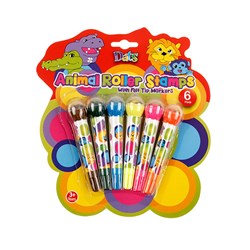 Stamp Roller Kids Animal w Felt Tip Coloured Markers 6pk