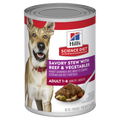 HILLS Dog Adult 7+ Beef & Vegetable Stew Canned x 12