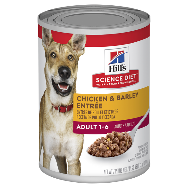 HILLS Dog Adult 7+Chicken & Barley Entree Canned x 12