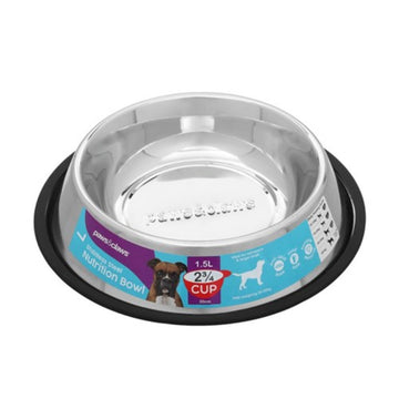 Stainless Steel Pet Bowl Black Anti Skid 1.5L